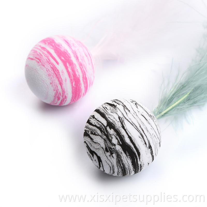 amazon hot sell space cat toy pet cat ball with feather